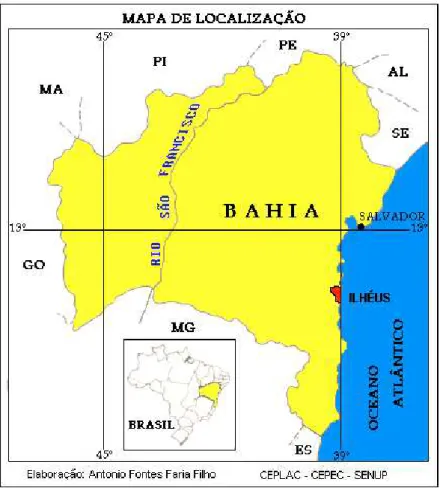 Figura 1: Mapa de Localização do Município de Ilheús/BA. 