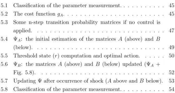 Fig. 5.8). . . . . . . . . . . . . . . . . . . . . . . . . . . . . . 52 5.7 Updating Ψ after occurrence of shock (A above and B below)