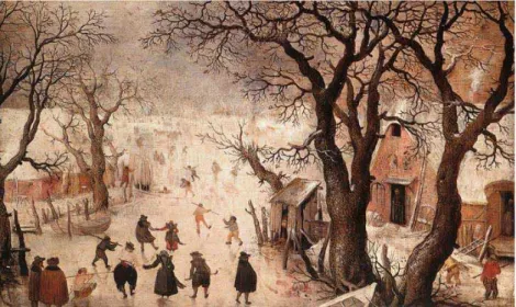 FIGURA 7: AVERCAMP, Hendrick. Winter Landscape.                    Óleo sobre Madeira, 29.4 x 46.4 cm;                     Kunsthistorisches Museum, Vienna 