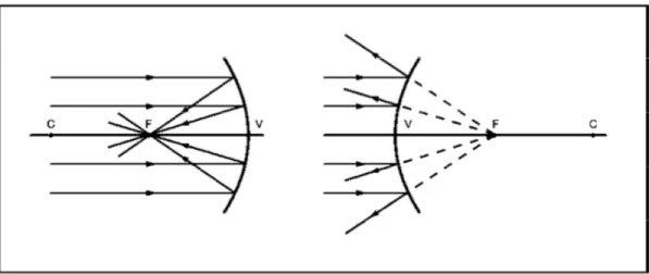 Figura 13: reflexão da luz em espelhos côncavos e convexos  http://osfundamentosdafisica.blogspot.com.br 