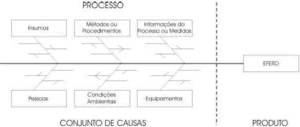 FIGURA 3.13 - Caracterização de um processo por meio do diagrama de causa e efeito (WERKEMA, 1995).