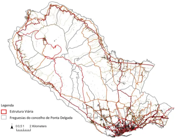 Figura 5 – Estrutura viária do concelho de Ponta Delgada 