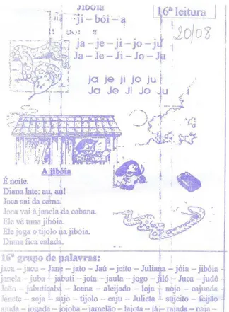 Figura 12: texto utilizado na aula do dia 20 de agosto de 2003: A jibóia. 