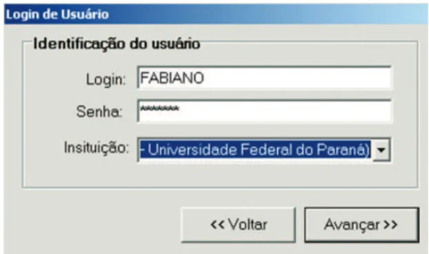 Figure 1. Enter login, password and institution.