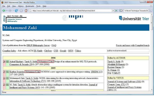 Figure 1.2. Homonyms: several authors with a same name variation.