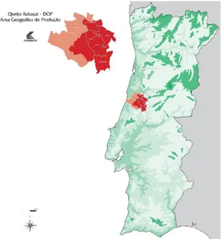 Figura  3:  Área  geográfica  de  produção  do  Queijo  do  Rabaçal  –  DOP.  Fonte: 