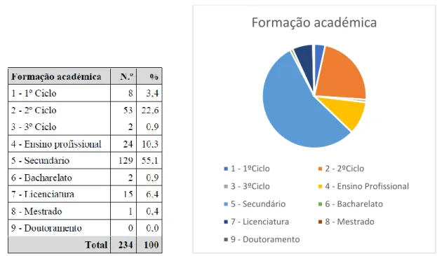 Figura 2.5 – Distribuição da amostra por formação académica. 