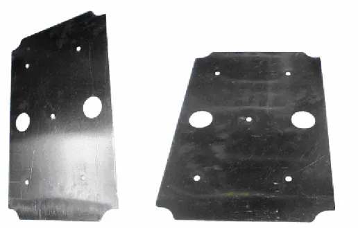 Figura 3.7: Placas do filtro modificadas, mantidas para a utilização na   seção coletora e eliminando o acoplamento com o fio ionizador