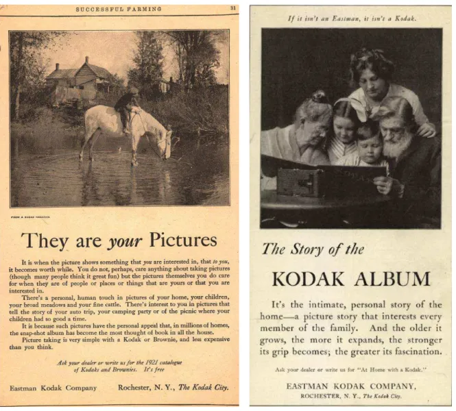 Fig. 32 - Publicidade Kodak, EUA, 1921 [George Eastman Archive];  Fig. 33 - Publicidade Kodak, EUA, 1915 [George Eastman Archive]