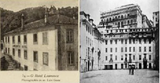Figura 1. Hotel Lawrence em 1862 (à direita) e Braganza Hotel em 1856 (à esquerda). 