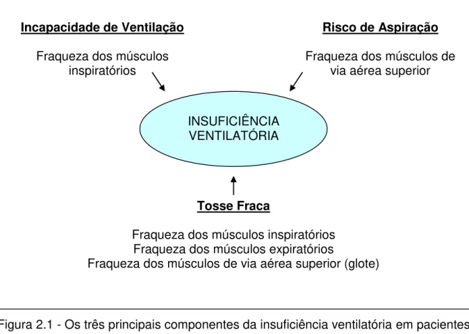 Figura 2.1 - Os três principais componentes da insuficiência ventilatória em pacientes  com DNM