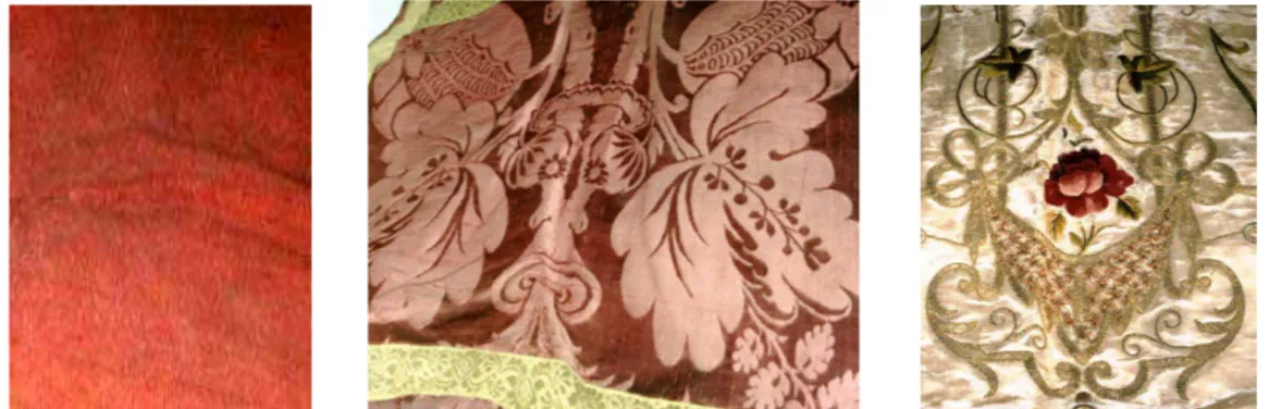FIGURA 18 -  Tecidos lisos com fio metálico, estampados sem fio metálico e lisos bordados