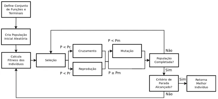Figura 4.1: Fluxograma de um algoritmo de Programa¸c˜ao Gen´etica