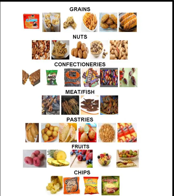 Figure 2 Snack category image stimuli used in the questionnaire 