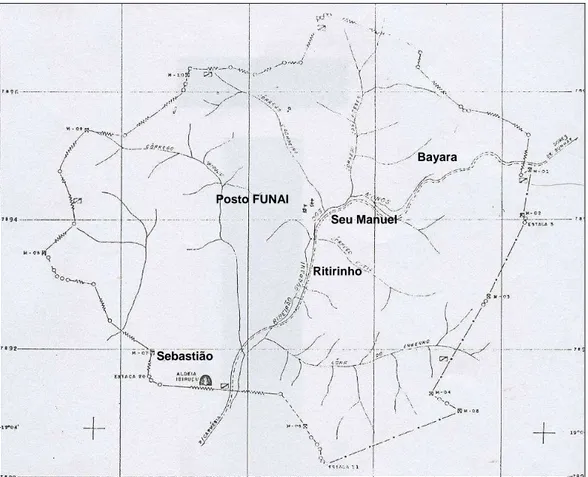 Figura 10: Divisão aproximada das comunidades na RI Fazenda Guarani, Carmésia, MG. 
