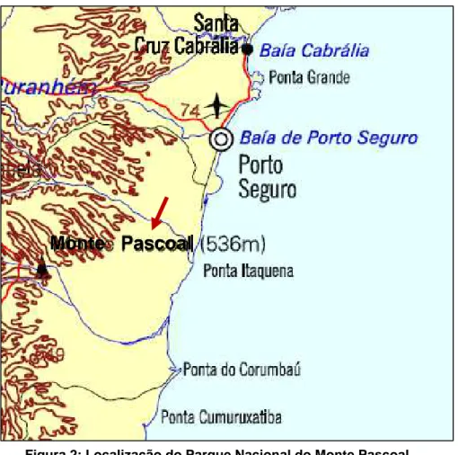 Figura 2: Localização do Parque Nacional do Monte Pascoal  ( ftp://geoftp.ibge.gov.br/mapas/tematicos/politico/BA_Politico.pdf)