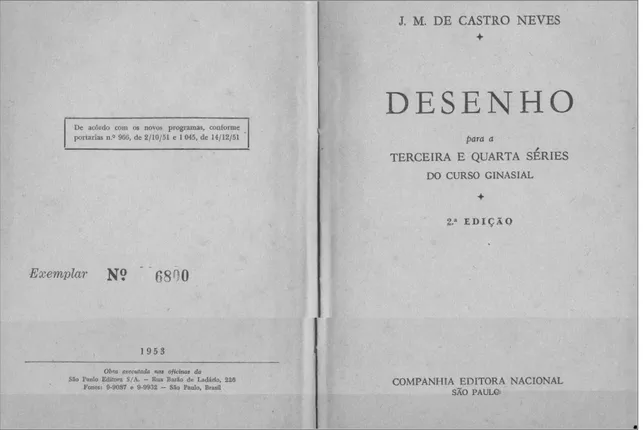Figura 10 - Folha de rosto do livro Desenho para a 3 a  e 4 a  séries do curso ginasial, Castro Neves, 2 a  edição, 1953.
