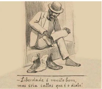 FIGURA 6 :  O escravo que se torna pessoa: a opção entre calçar sapatos e  permanecer descalço representa possibilidades do ser pessoa