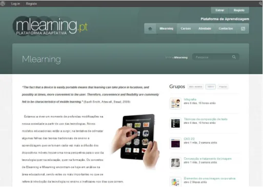 Figura 6 - Printscreen da Secção Mlearning da plataforma Mobilelearning.pt 