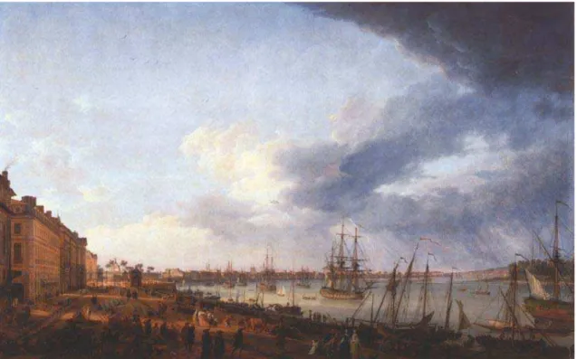 Figura 4: Joseph Vernet: Première vue du port de Bordeaux: prise du côté des 