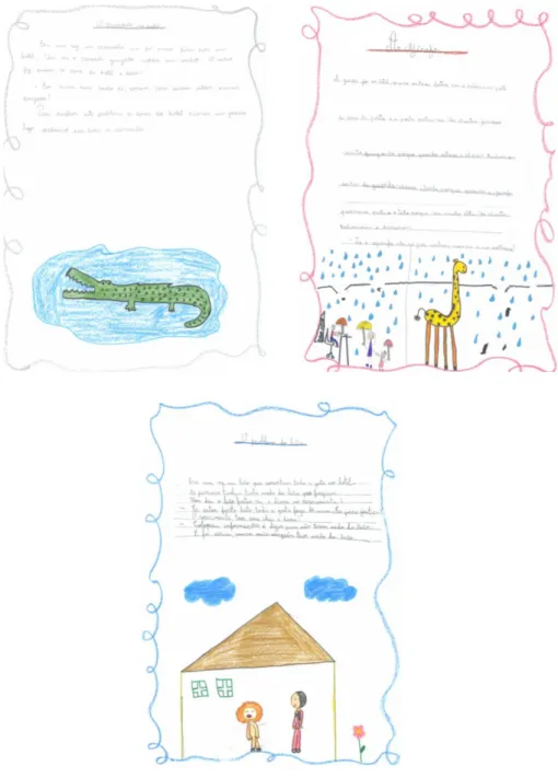 Figura 1 - Exemplos dos contos elaborados pelos/as alunos/as. 