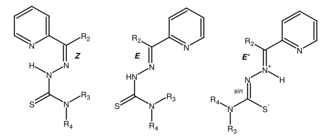 Figura  1.9  –  Representação  estrutural  para  os  isômeros  Z,  E  e  E’  para  tiossemicarbazonas  α(N)- α(N)-heterocíclicas derivada de piridina