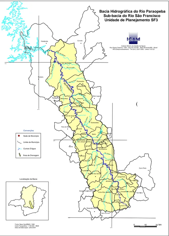 Figura 2: Bacia Hidrográfica do rio Paraopeba  Fonte: IGAM (2008) 