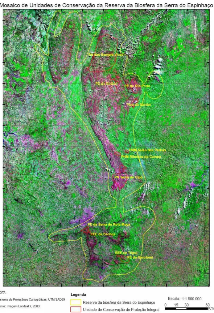 Figura 2 – Mapa do Mosaico de Unidades de Conservação da Reserva da Biosfera da Serra do Espinhaço 