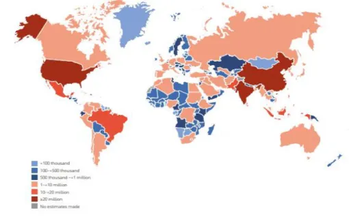 Figura 1- Número de pessoas com diabetes no mundo e por região em 2019 dos 20-79 anos