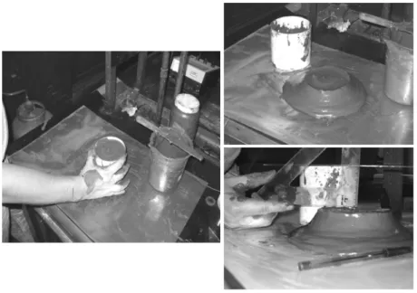 Figura 4.15:  Testes de cilindro &#34;slump&#34; feitos para uma pasta mineral. 