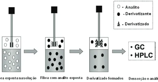 Figura 9: Derivatização na fibra após amostragem do analito.