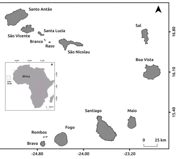 Fig. 2 - Mapa de Cabo Verde e posição