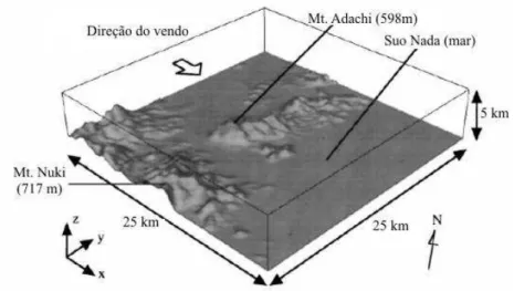Figura 1.2 - Domínio Computacional de um Escoamento Geofísico.  Fonte: - Uchida e Ohya (1999)