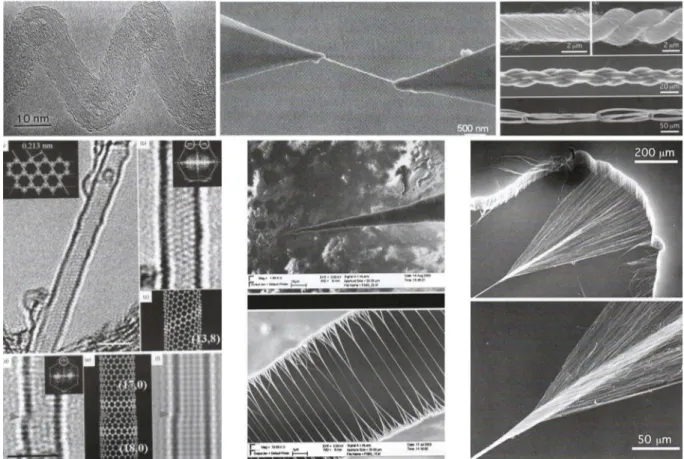 FIGURA 11 – Imagens de microscopia eletrˆonica de nanotubos de carbono Adaptado de: Harris (2009), p
