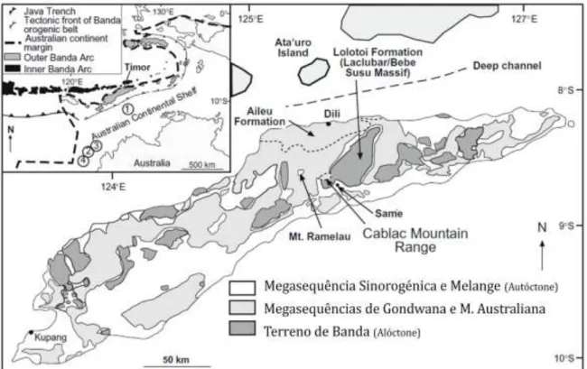 Figura 3.1. As megasequências existentes em Timor Keep et al (2009). 
