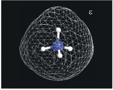 Figura 1.4: Íon amônio solvatado por um contínuo dielétrico de constante dielétrica ε.