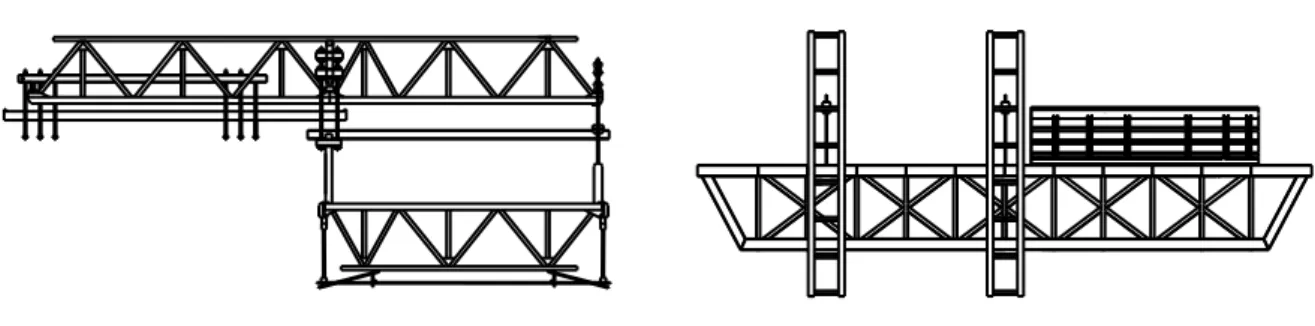 Figura 2.54 - Carros de avanço tipo, à esquerda, carro com sistema de fixação superior (adaptado [11]), à direita,  carro com sistema de fixação inferior (adaptado [18])  