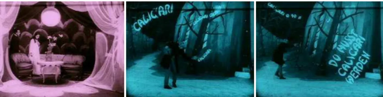 FIG. 10 – casa de Jane, com formas arredondadas; Caligari assombrado pelas palavras (a representação visual de  sua loucura)