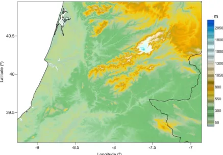 Figura 11 – Orografia da região para o domínio de simulação dos 3 km 