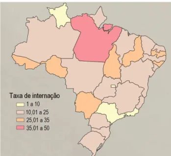 Figura 1.2 – Taxa de internações por doença diarreica aguda em menores de 5 anos 