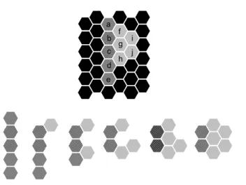 Figura 3.1: Cruzamento entre zonas A = {a, b, c, d, e} e B = {b, c, f, g, h, i, j}