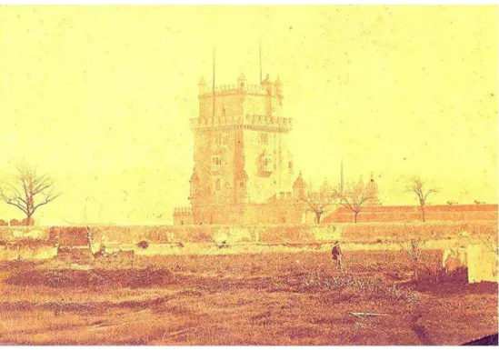 Fig. 3 : Henrique Nunes, La tour de Sao Vicente de Belém, Lisbonne, 1865, 12,8 x 18,3 cm.