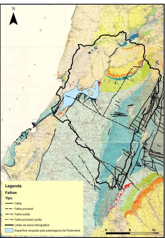 Figura 2.7 - Estruturas tectónicas da zona enquadrante da área de estudo com base na Carta Geológica de  Portugal, Folha 26-B (Alcobaça),1961