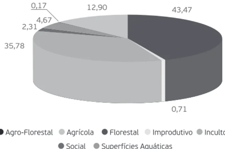 Gráfico 3. Percentagem de Uso do Solo 2009 (Fonte: Fotografias de satélite, 2009)  Agro-Florestal     Agrícola      Florestal     Improdutivo    Inculto 