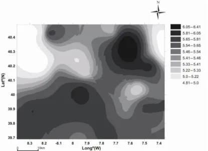 Fig. 6. Spatial distribution of (Ln)P95 according to SPT interpolation method 
