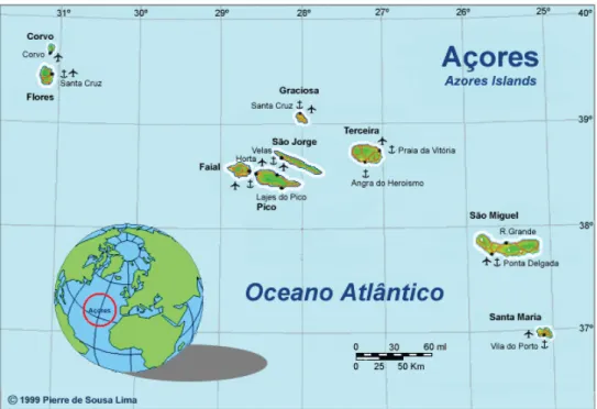 Figura 1. Posicionamento geográfico dos Açores. 