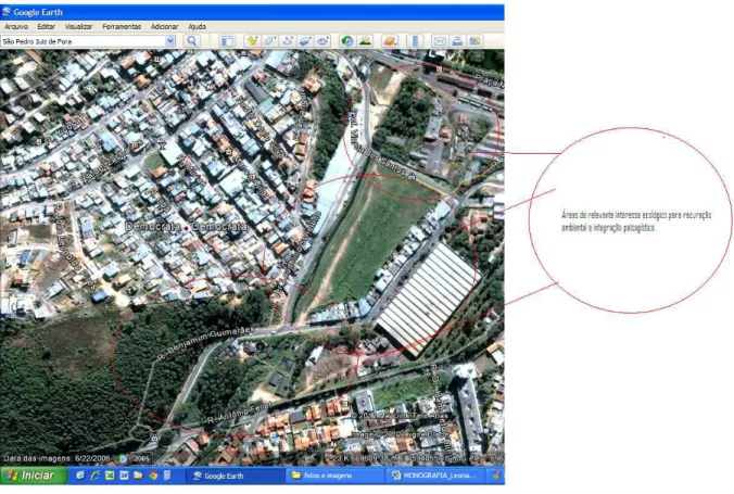 Figura  16  -  Áreas  de  relevante  interesse  ecológico  para  recuperação  ambiental  e  integração  paisagística no baixo curso do córrego São Pedro 