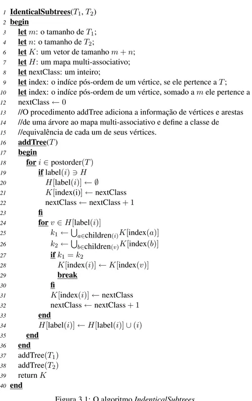 Figura 3.1: O algoritmo IndenticalSubtrees.