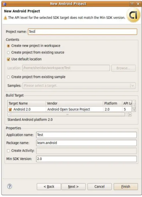 Figura 3: Criando uv novo projeto do Android