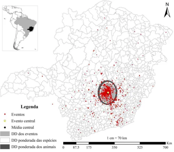 Figura 7 :  Distribuição  espacial descritiva  dos  eventos  ocorridos  no  CETAS-BH,  em  Belo  Horizonte  de  2003 a 2012